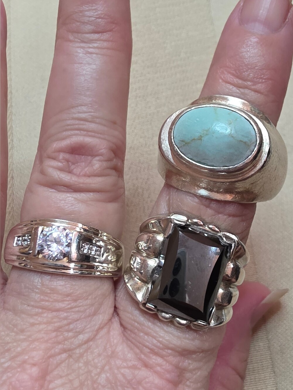 LOT OF 3 MENS DESIGNER STERLING 925 SILVER RINGS